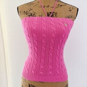 NWT Y2K Ralph Lauren pink knitted tube top with removable straps